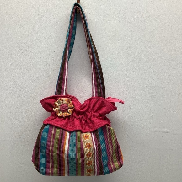 Y2K bright striped and floral small bag (Preowned) - Picture 1 of 6